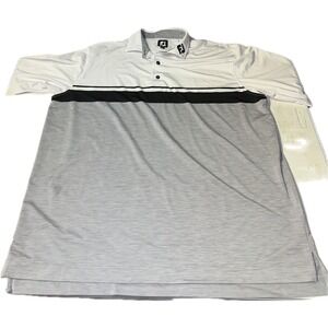 Footjoy Golf Shirt Men's 2XL Short Sleeve Lightweight‎ Polo White Gray Black